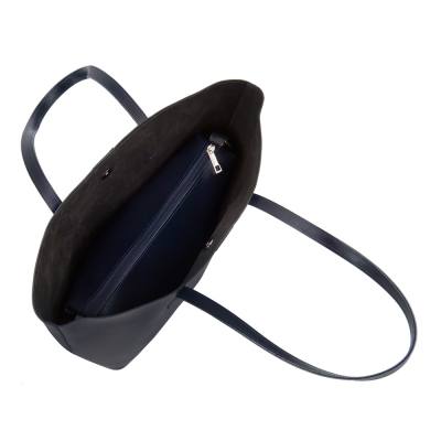 -30% HIT - granatowa polska klasyczna A4 skórzana torebka shopper bag