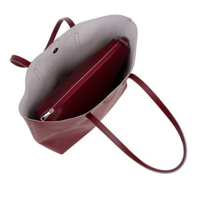 bordowa polska klasyczna A4 skórzana torebka shopper bag