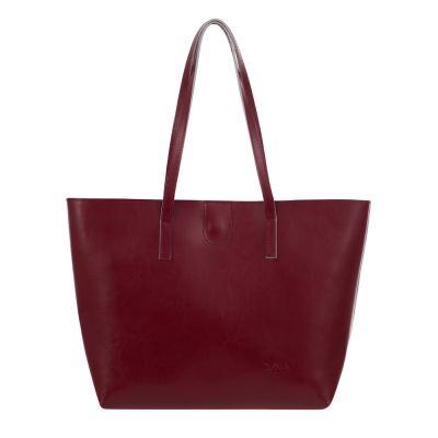 bordowa polska klasyczna A4 skórzana torebka shopper bag