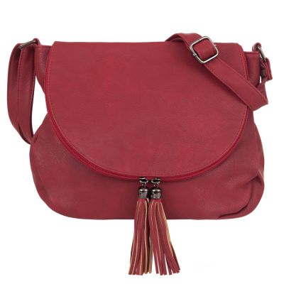 -28% SALE! BORDOWA modna pojemna torebka klapa frędzle boho
