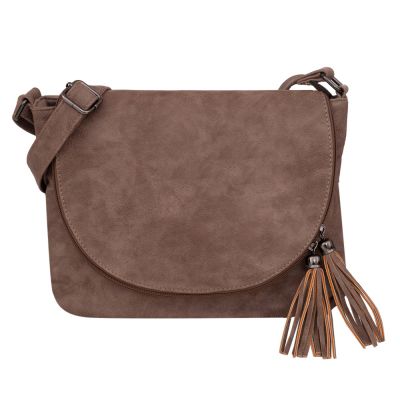 -28% SALE! TAUPE CAPPUCCINO modna pojemna torebka klapa frędzle boho