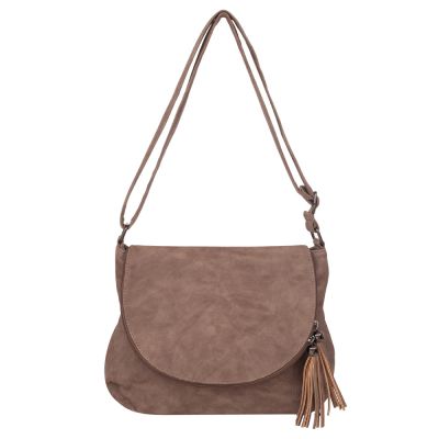 -28% SALE! TAUPE CAPPUCCINO modna pojemna torebka klapa frędzle boho