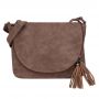 -28% SALE! TAUPE CAPPUCCINO modna pojemna torebka klapa frędzle boho