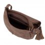 -28% SALE! TAUPE CAPPUCCINO modna pojemna torebka klapa frędzle boho