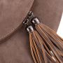 -28% SALE! TAUPE CAPPUCCINO modna pojemna torebka klapa frędzle boho