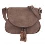 -28% SALE! TAUPE CAPPUCCINO modna pojemna torebka klapa frędzle boho
