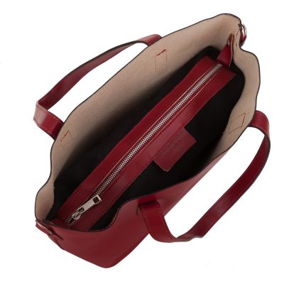Włoska A4 klasyczna XXL czerwona skórzana torebka SKÓRA NATURALNA shopper bag