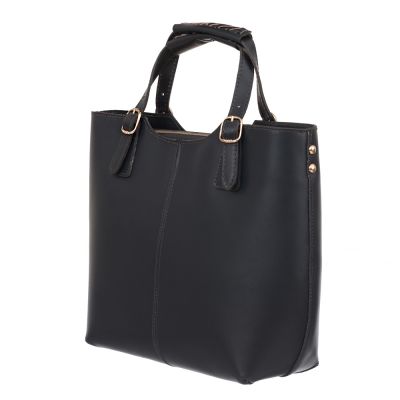 Włoska szara grafitowa A4 klasyczna skórzana torebka shopper bag