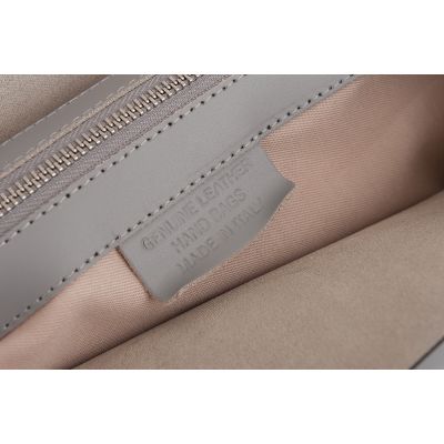 Włoska A4 klasyczna szara popielata skórzana torebka MATOWA SKÓRA NATURALNA shopper bag