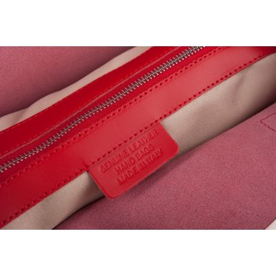 Włoska A4 klasyczna czerwona skórzana torebka MATOWA SKÓRA NATURALNA shopper bag