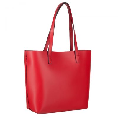Włoska A4 klasyczna czerwona skórzana torebka MATOWA SKÓRA NATURALNA shopper bag