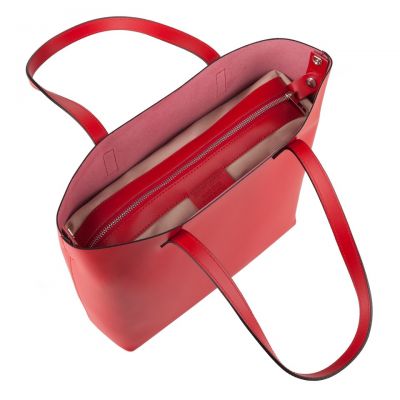 Włoska A4 klasyczna czerwona skórzana torebka MATOWA SKÓRA NATURALNA shopper bag