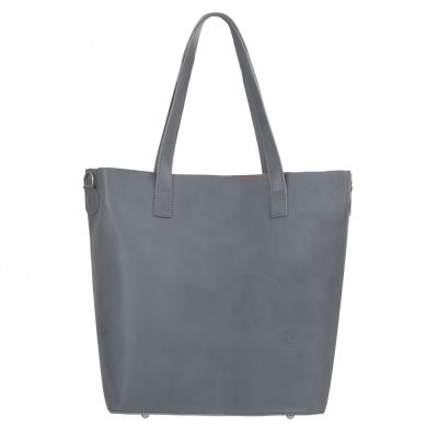 Włoska A4 klasyczna XXL szara popielata skórzana torebka SKÓRA NATURALNA shopper bag