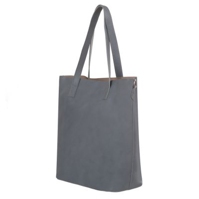 Włoska A4 klasyczna XXL szara popielata skórzana torebka SKÓRA NATURALNA shopper bag