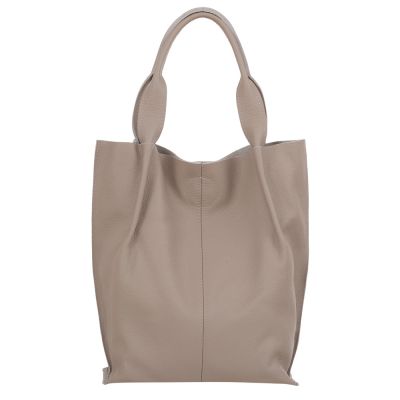 CAPPUCCINO TAUPE SKÓRZANA A4 torebka worek WŁOSKA SKÓRA NATURALNA