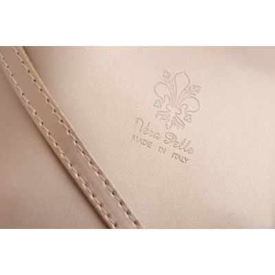 Vera Pelle - Włoska metaliczna złota zgrabna skórzana listonoszka MADE IN ITALY