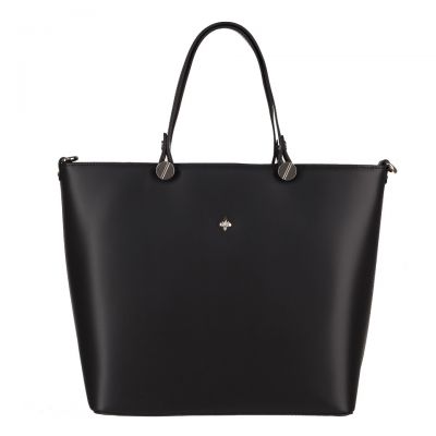 Włoska A4 klasyczna czarna skórzana torebka MATOWA SKÓRA NATURALNA shopper bag
