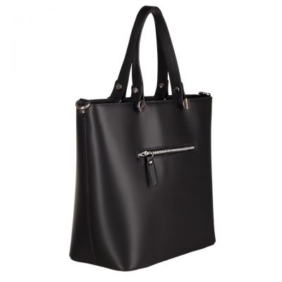 Włoska A4 klasyczna czarna skórzana torebka MATOWA SKÓRA NATURALNA shopper bag