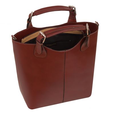 Włoska A4 klasyczna brązowa skórzana torebka A4 SKÓRA NATURALNA shopper bag