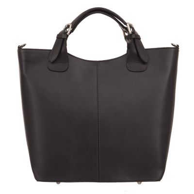Włoska A4 klasyczna szara grafitowa skórzana torebka A4 SKÓRA NATURALNA shopper bag