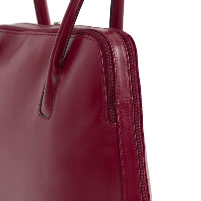 VERA PELLE włoska klasyczna czerwona skórzana torebka