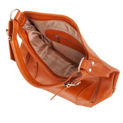 Polska ruda / camel skórzana torebka worek 100% SKÓRA NATURALNA