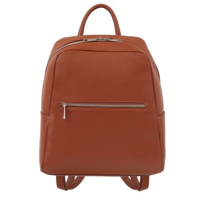 WŁOSKI RUDY CAMEL SKÓRZANY MODNY PLECAK TORBA - 100% MIĘKKA SKÓRA NATURALNA