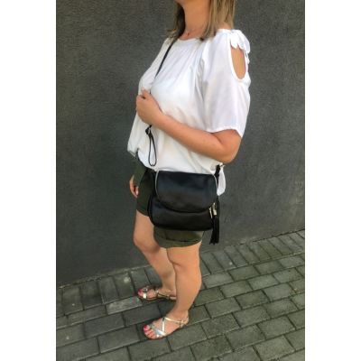 Włoska pojemna CAMEL / RUDA torebka listonoszka miękka SKÓRA CIELĘCA
