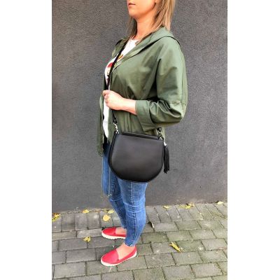 Vera Pelle - Włoska zielona pojemna skórzana listonoszka torebka SKÓRA NATURALNA