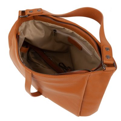 Vera Pelle włoska XL ruda camel skórzana torba miękka torebka SKÓRA NATURALNA A4