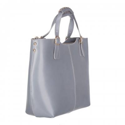 Włoska szara popielata klasyczna skórzana torebka shopper bag