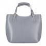 Włoska szara popielata klasyczna skórzana torebka shopper bag