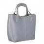 Włoska szara popielata klasyczna skórzana torebka shopper bag