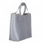 Włoska szara popielata klasyczna skórzana torebka shopper bag