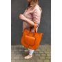 Vera Pelle - włoska beżowa A4 pojemna skórzana torebka SKÓRA NATURALNA shopper bag