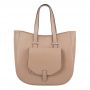 Vera Pelle - włoska beżowa A4 pojemna skórzana torebka SKÓRA NATURALNA shopper bag