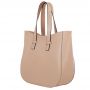 Vera Pelle - włoska beżowa A4 pojemna skórzana torebka SKÓRA NATURALNA shopper bag