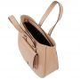 Vera Pelle - włoska beżowa A4 pojemna skórzana torebka SKÓRA NATURALNA shopper bag