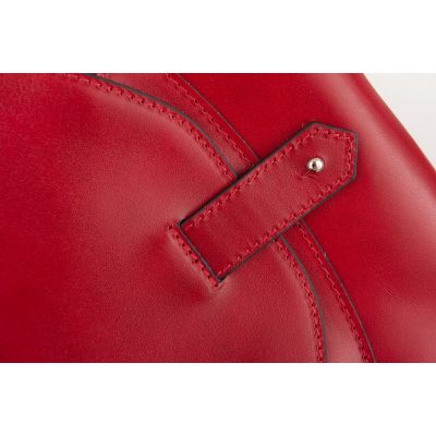 Vera Pelle - włoska czerwona A4 pojemna skórzana torebka SKÓRA NATURALNA shopper bag