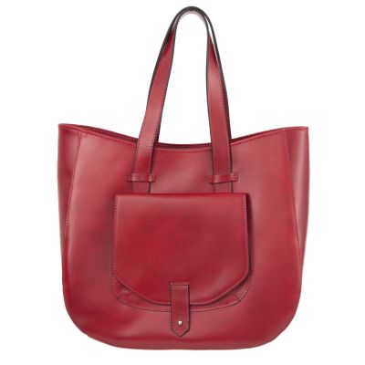 Vera Pelle - włoska czerwona A4 pojemna skórzana torebka SKÓRA NATURALNA shopper bag