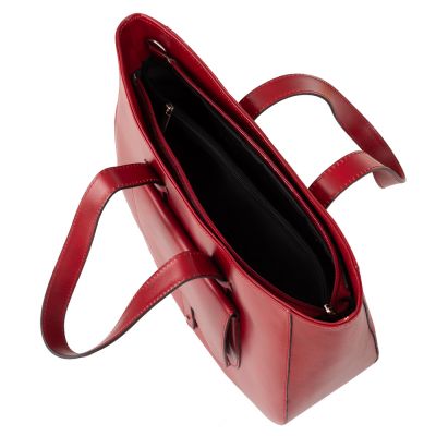 Vera Pelle - włoska czerwona A4 pojemna skórzana torebka SKÓRA NATURALNA shopper bag