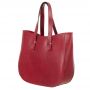 Vera Pelle - włoska czerwona A4 pojemna skórzana torebka SKÓRA NATURALNA shopper bag