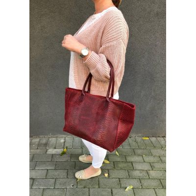szara krokodyl włoska skórzana A4 torebka SKÓRA NATURALNA łuska wężowa