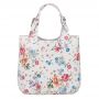 L'ARTIGIANO Włoska kwiaty biała A4 klasyczna skórzana torebka shopper bag
