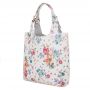 L'ARTIGIANO Włoska kwiaty biała A4 klasyczna skórzana torebka shopper bag