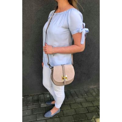 Vera Pelle - Włoska granatowa skórzana listonoszka torebka SKÓRA NATURALNA + ZAMSZ