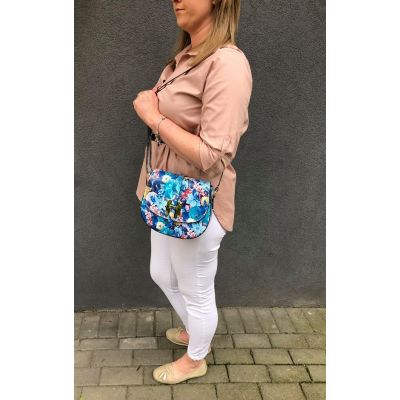 Vera Pelle - Włoska kwiaty skórzana listonoszka torebka SKÓRA NATURALNA