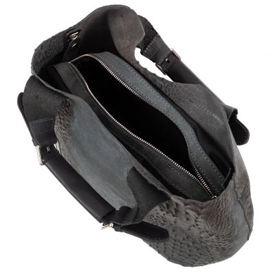 Włoska szara krokodyl A4 skórzana XL torebka shopper bag