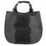 Włoska szara krokodyl A4 skórzana XL torebka shopper bag