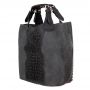 Włoska szara krokodyl A4 skórzana XL torebka shopper bag